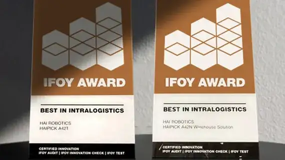 Hai Robotics Receives IFOY AWARD 2021 "Best in Intralogistics" Certificates